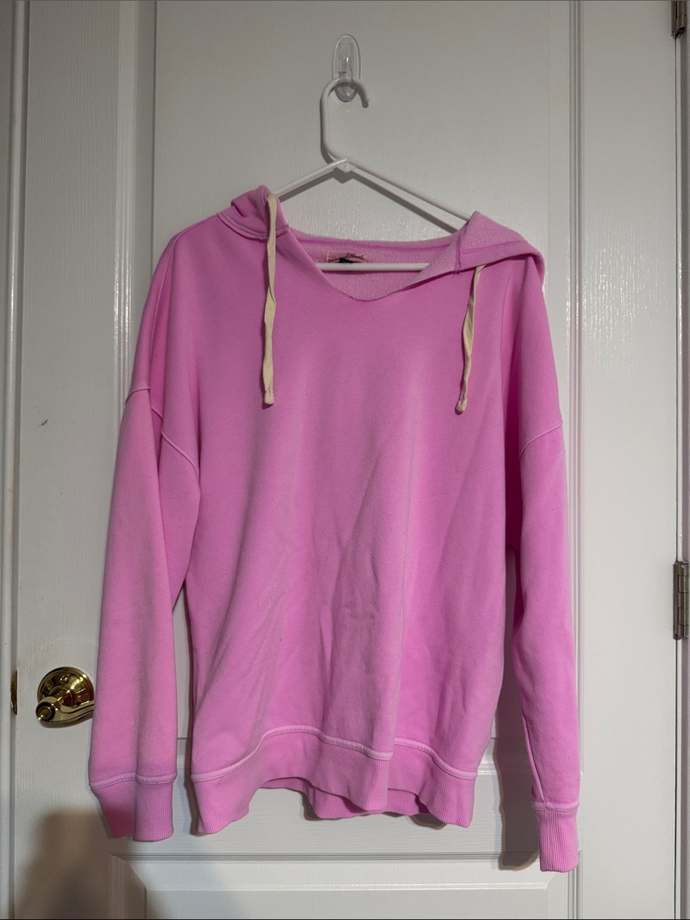 Women's Pink Hooded Pullover Sweatshirt